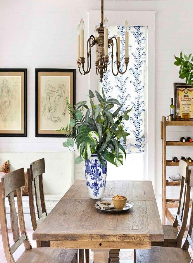 Arborus Artificial Plants Stems in Ceramic Vase, Rustic Porcelain Vase with Faux Greenery Arrangement for Centerpiece Table Home Farmhouse Decor - Image 2